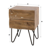 Table de chevet 2 tiroirs couleur sable Bois de manguier Oona