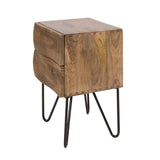 Table de chevet 2 tiroirs couleur sable Bois de manguier Oona