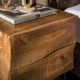 Table de chevet 2 tiroirs couleur sable Bois de manguier Oona