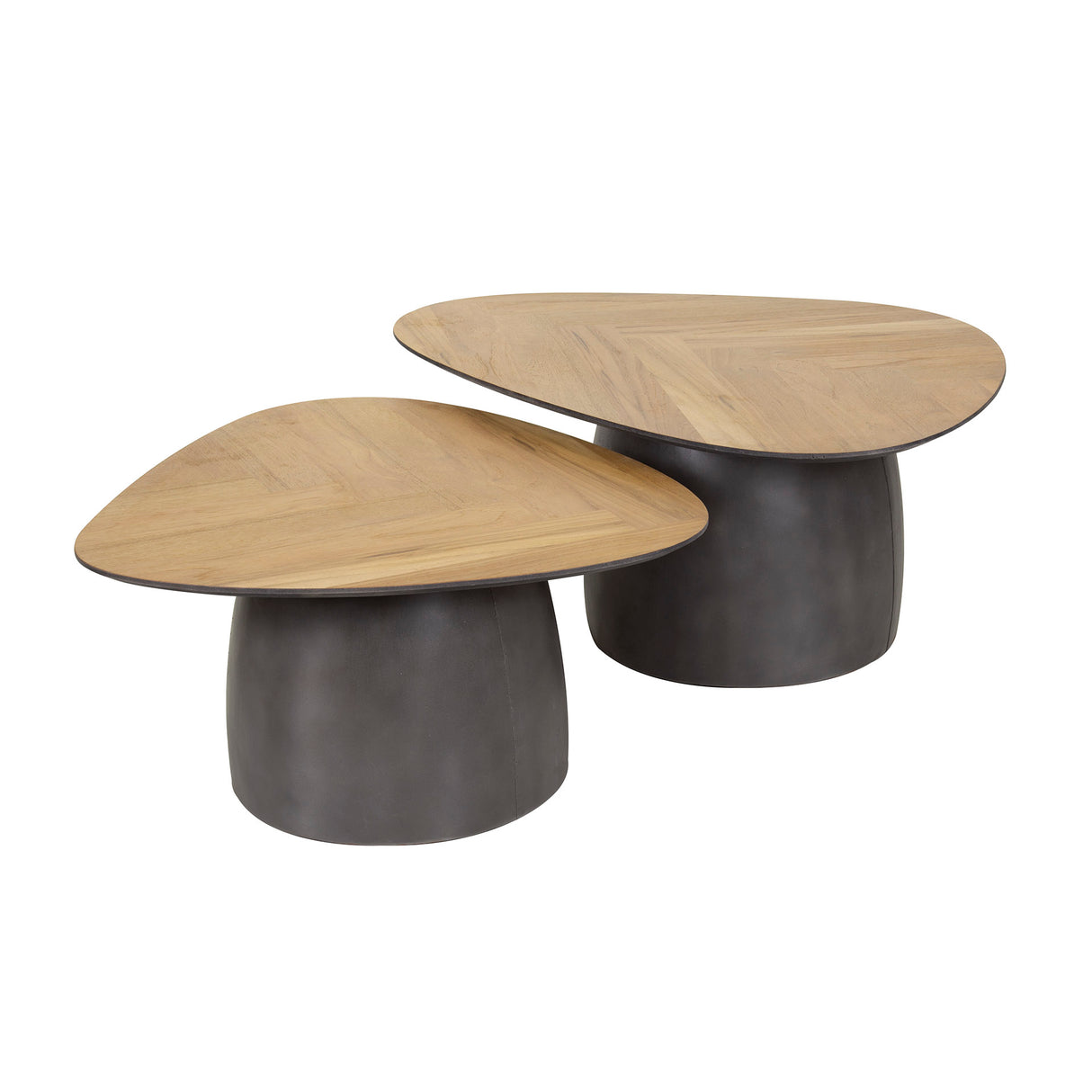 Table basse set de 2 Elva bois teck métal