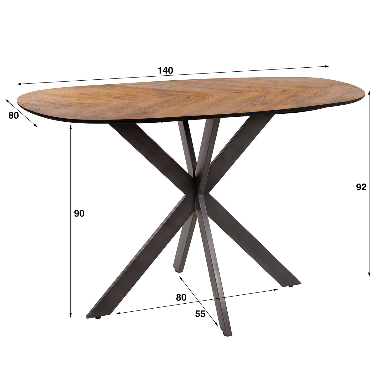 Armeta Table basse organique 140 cm en teck veneer 