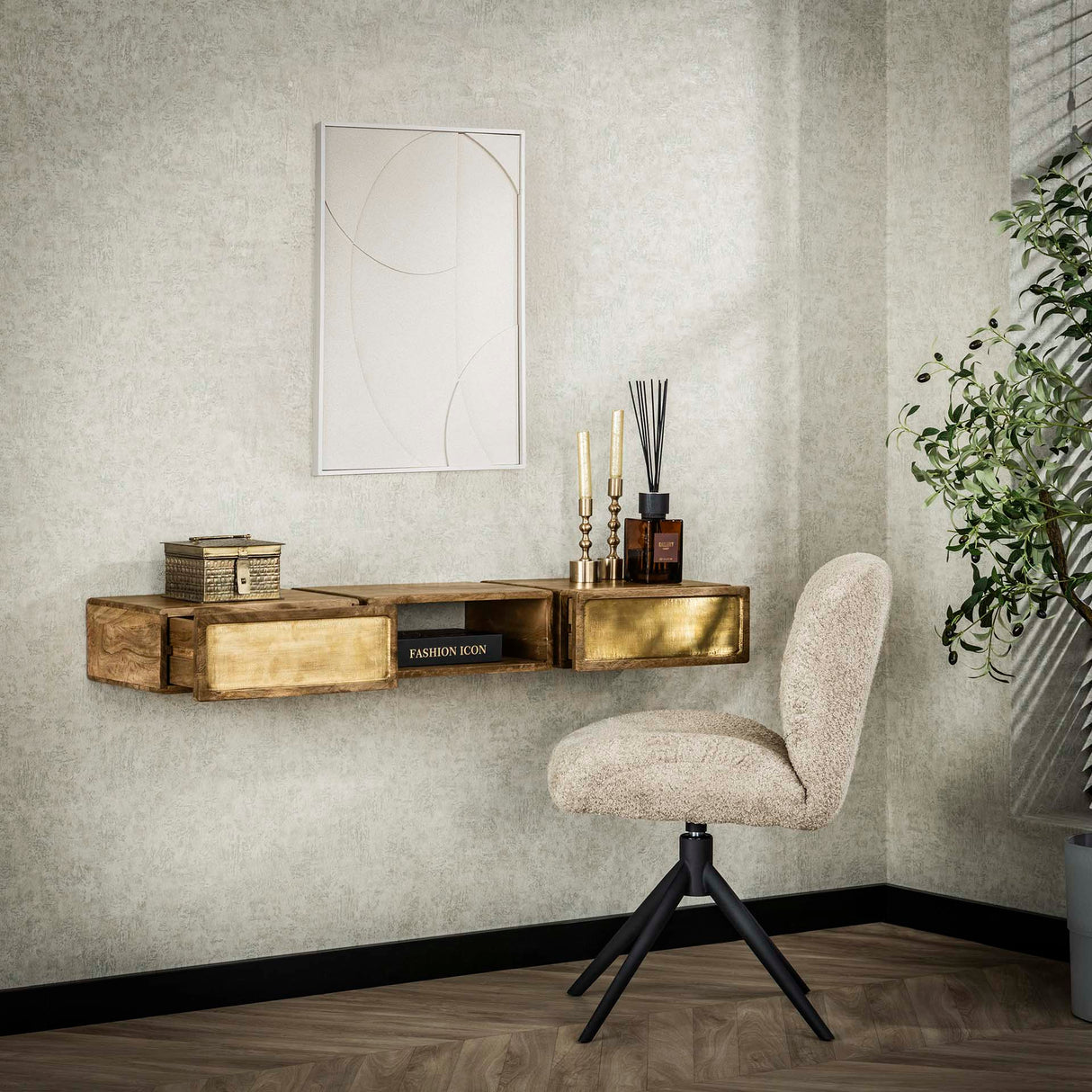 Mira Support de plafond pour porte Mango Sable Laiton 123 cm 