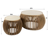 Table basse Vento Curve Ø75 en mango massif sable, ensemble de 2 