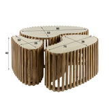 Ensemble de 3 tables basses en forme de vent nière en travertin massif en mango sable 
