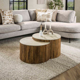Ensemble de table basse Vento Halfrond Ø60 en mango massif sand 