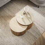 Ensemble de table basse Vento Halfrond Ø60 en mango massif sand 