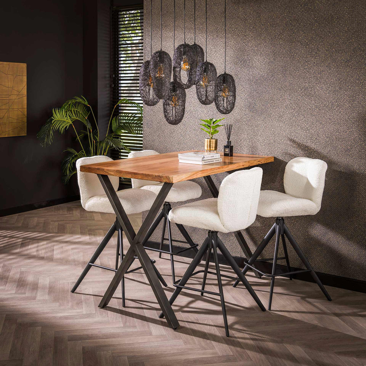 Table de bar industrielle Kevin 140 cm Pied en croix 