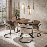 Table à manger ovale danoise en bois d'acacia massif marron noyer Tavon 150x90 cm