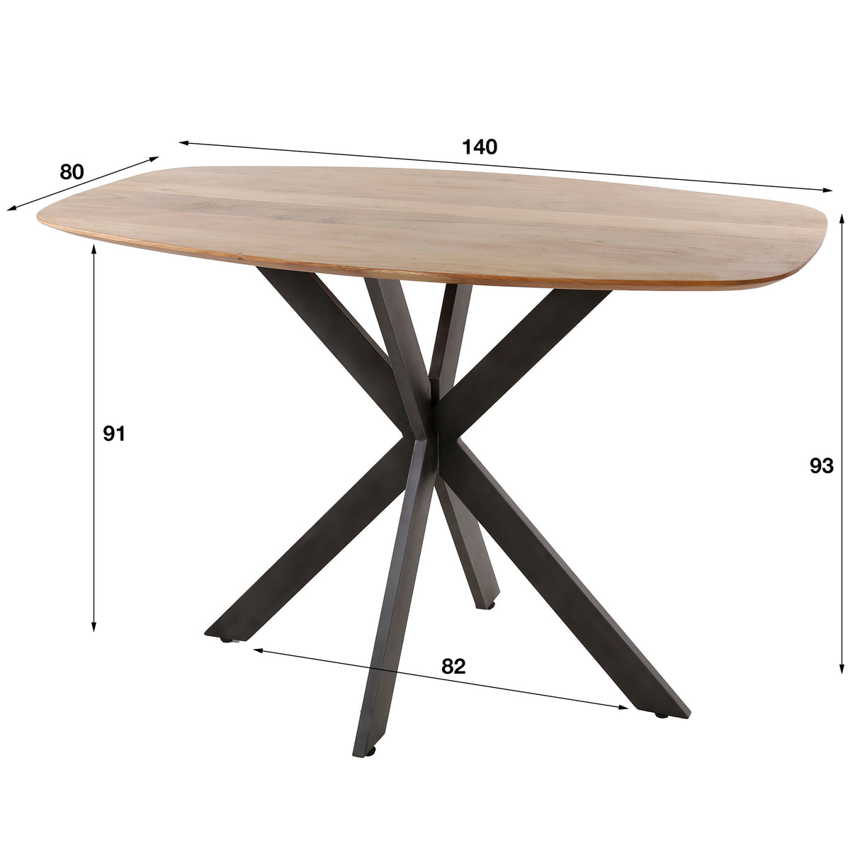 Table ovale en teck de Danemark Daisy 140x80 cm avec pied en étoile 