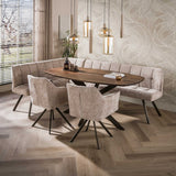 Table à manger ovale danoise en bois d'acacia massif marron noyer Tavon 180x95 cm