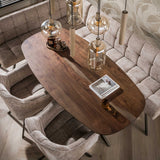 Table à manger ovale danoise en bois d'acacia massif marron noyer Tavon 180x95 cm