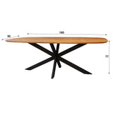 Table à manger ovale danoise Tavon en bois d'acacia 180x95 cm