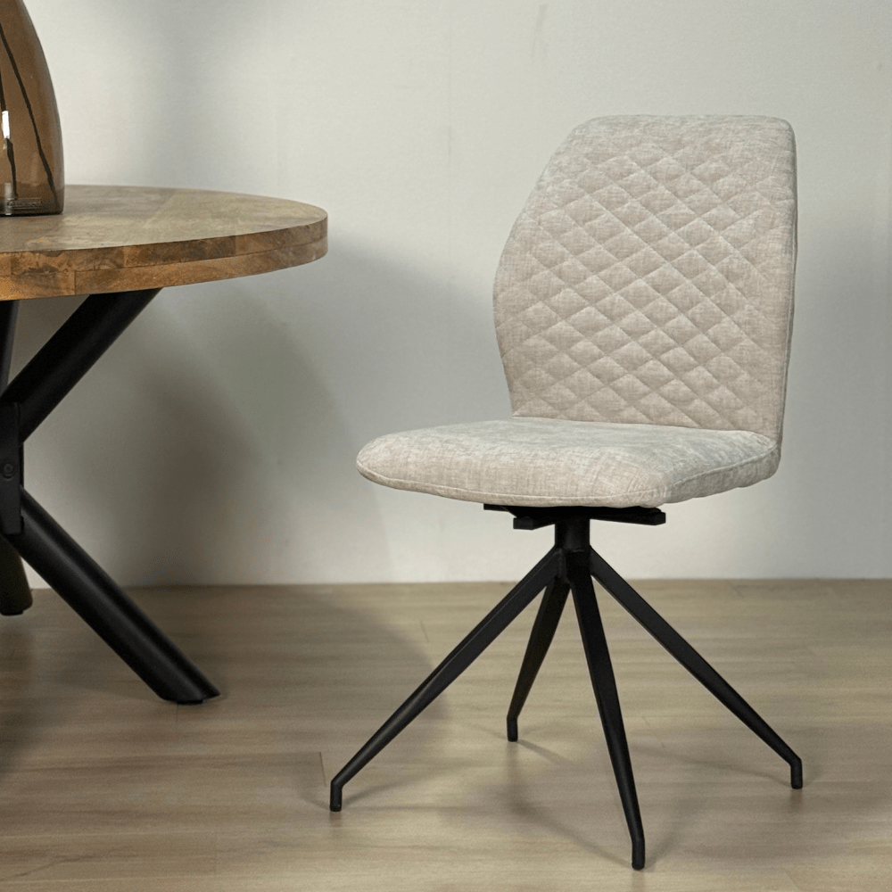 Chaise de salle à manger pivotante Crème Charly en tissu Chenille 
