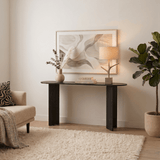 Table d'appoint ovale mélamine noire 150x35 cm - Sota