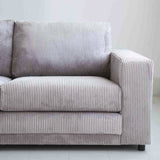 Canapé d'angle en tissu rayé gris clair, canapé-lit Gabi - gauche 