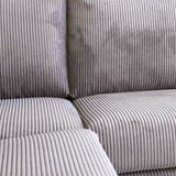 Canapé d'angle en tissu rayé gris clair, canapé-lit Gabi - gauche 