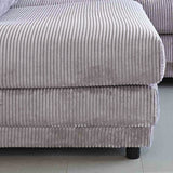 Canapé d'angle en tissu rayé gris clair, canapé-lit Gabi - gauche 