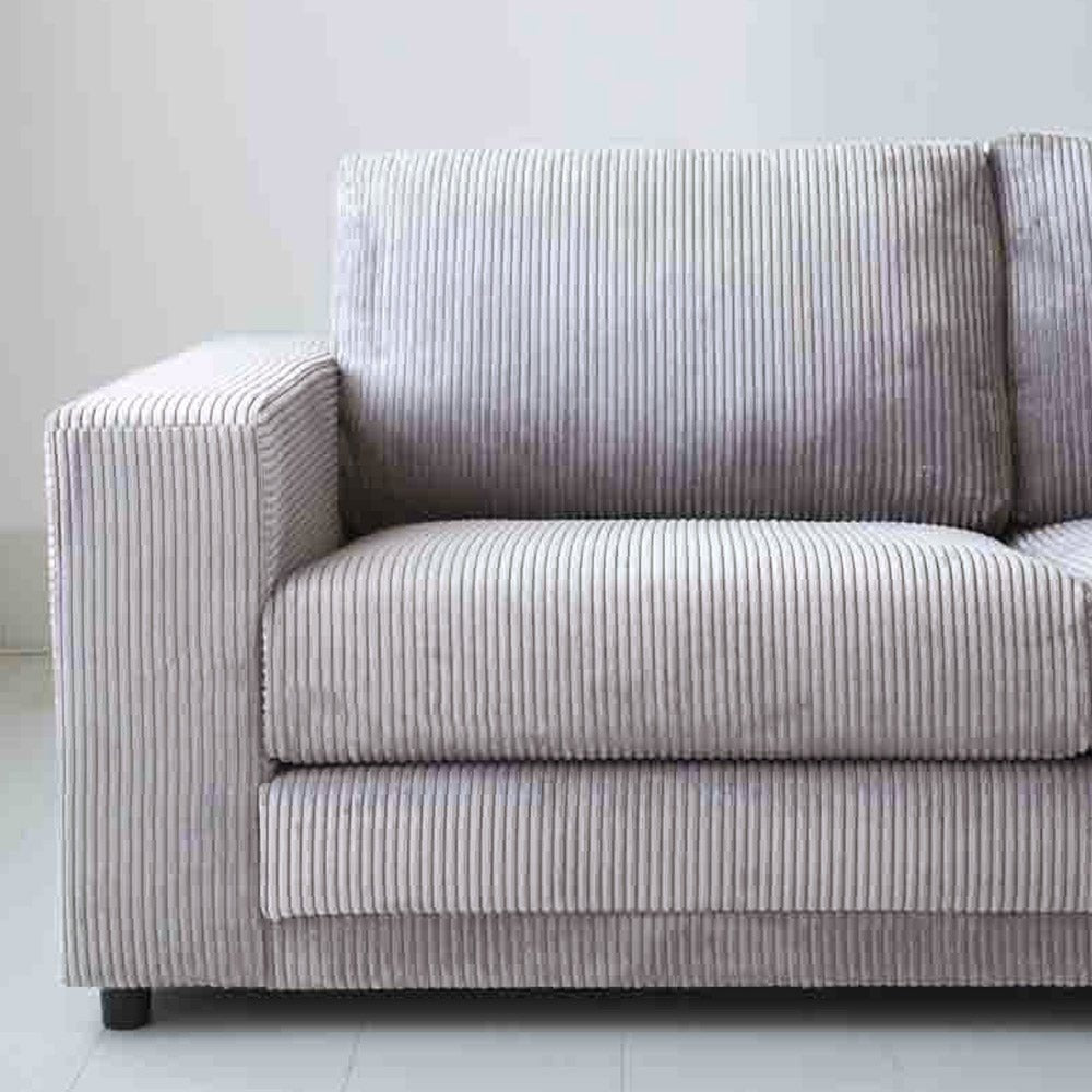 Canapé d'angle en tissu rayé gris clair, canapé gonflable Gabi - droit 