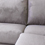 Canapé d'angle en tissu rayé gris clair, canapé gonflable Gabi - droit 