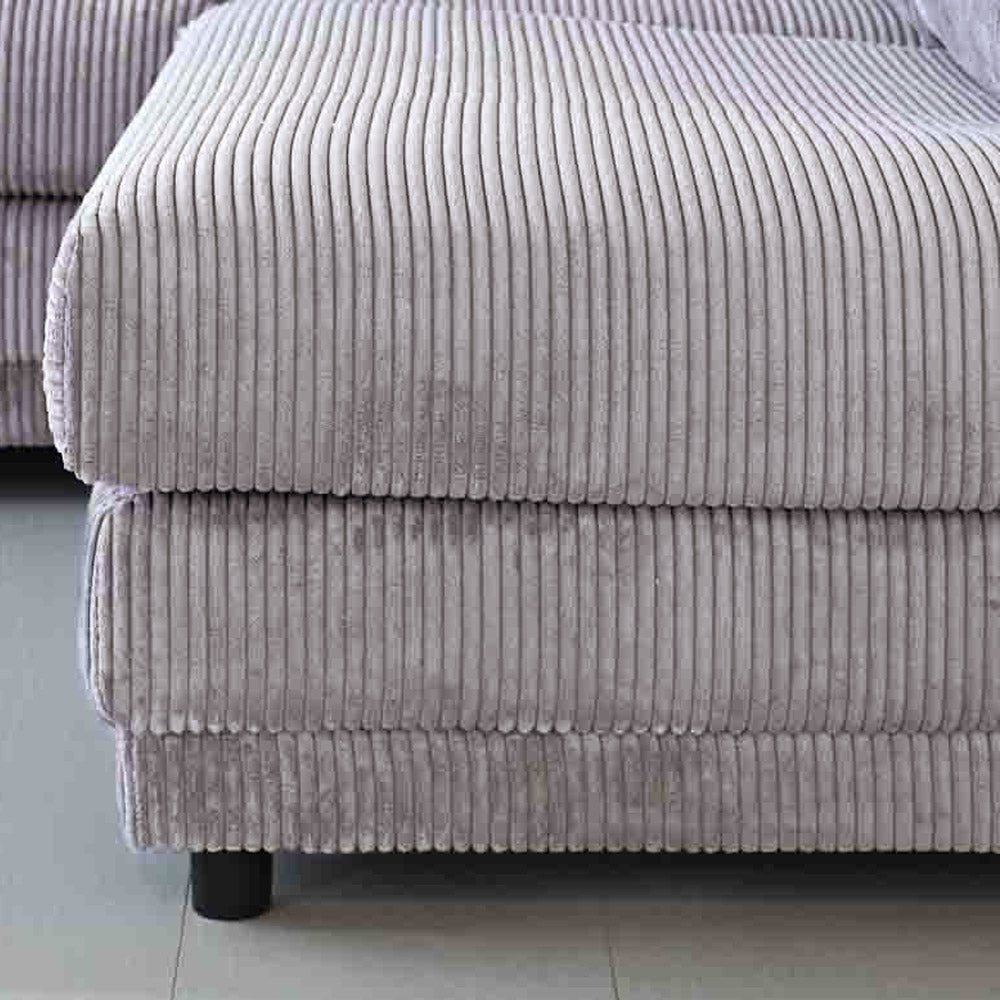 Canapé d'angle en tissu rayé gris clair, canapé gonflable Gabi - droit 