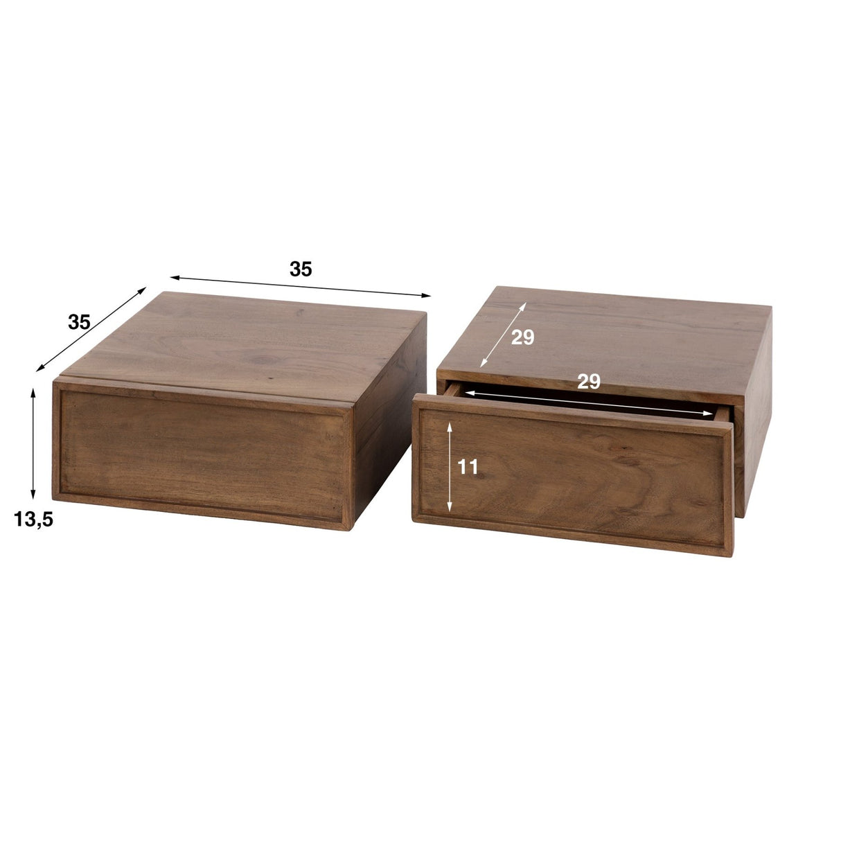 Table de chevet flottant en acacia drift brown industriel 