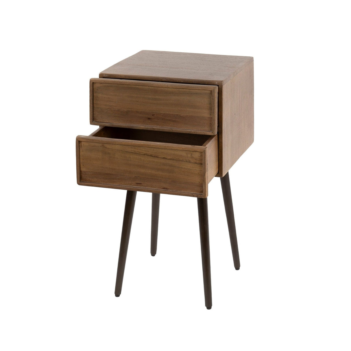 Table de chevet Lio – Acacia Drift Brown – 2 tiroirs 