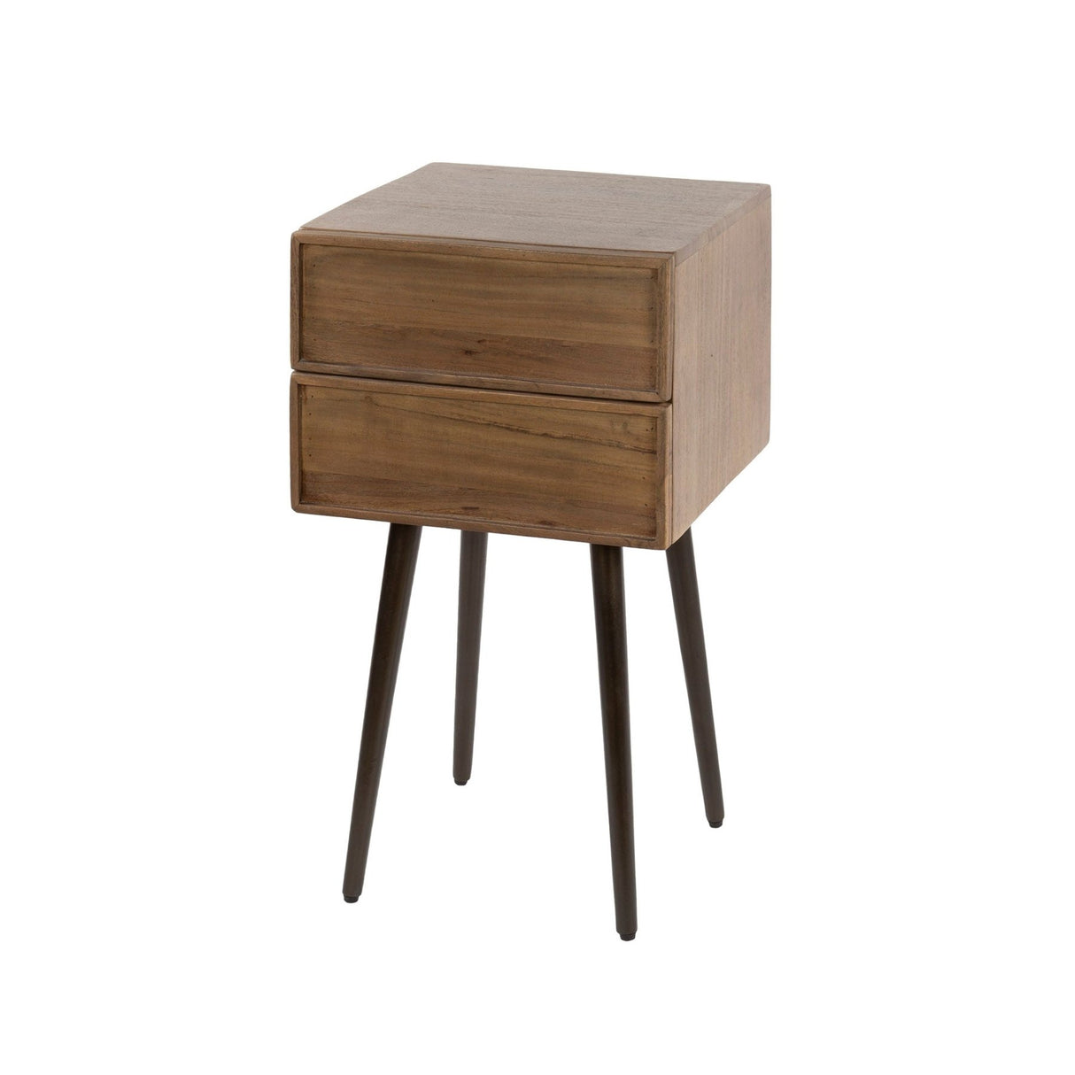 Table de chevet Lio – Acacia Drift Brown – 2 tiroirs 