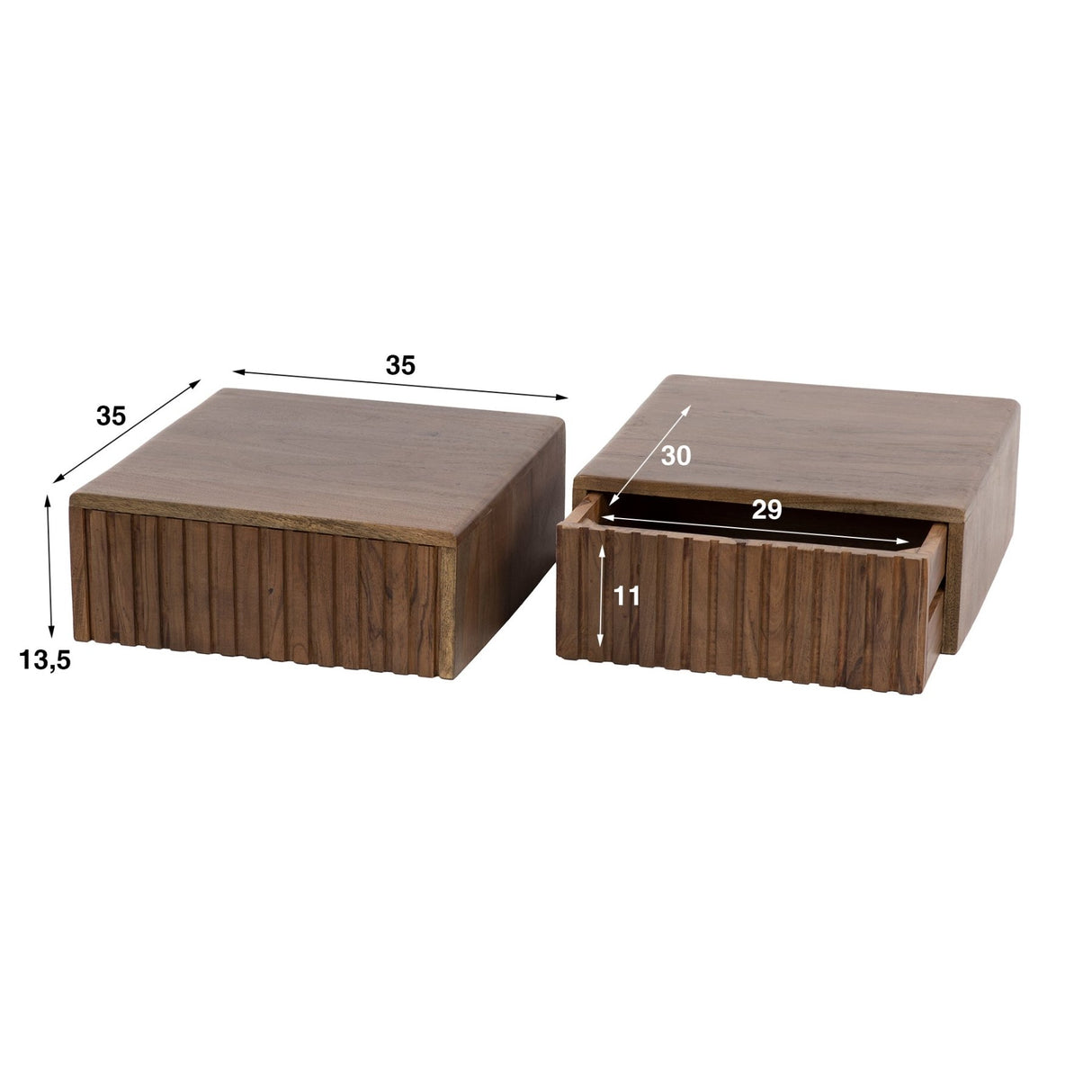 Table de nuit flottant en bois d'acacia drift brown – 1 tiroir 