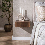 Table de nuit flottant en bois d'acacia drift brown – 1 tiroir 