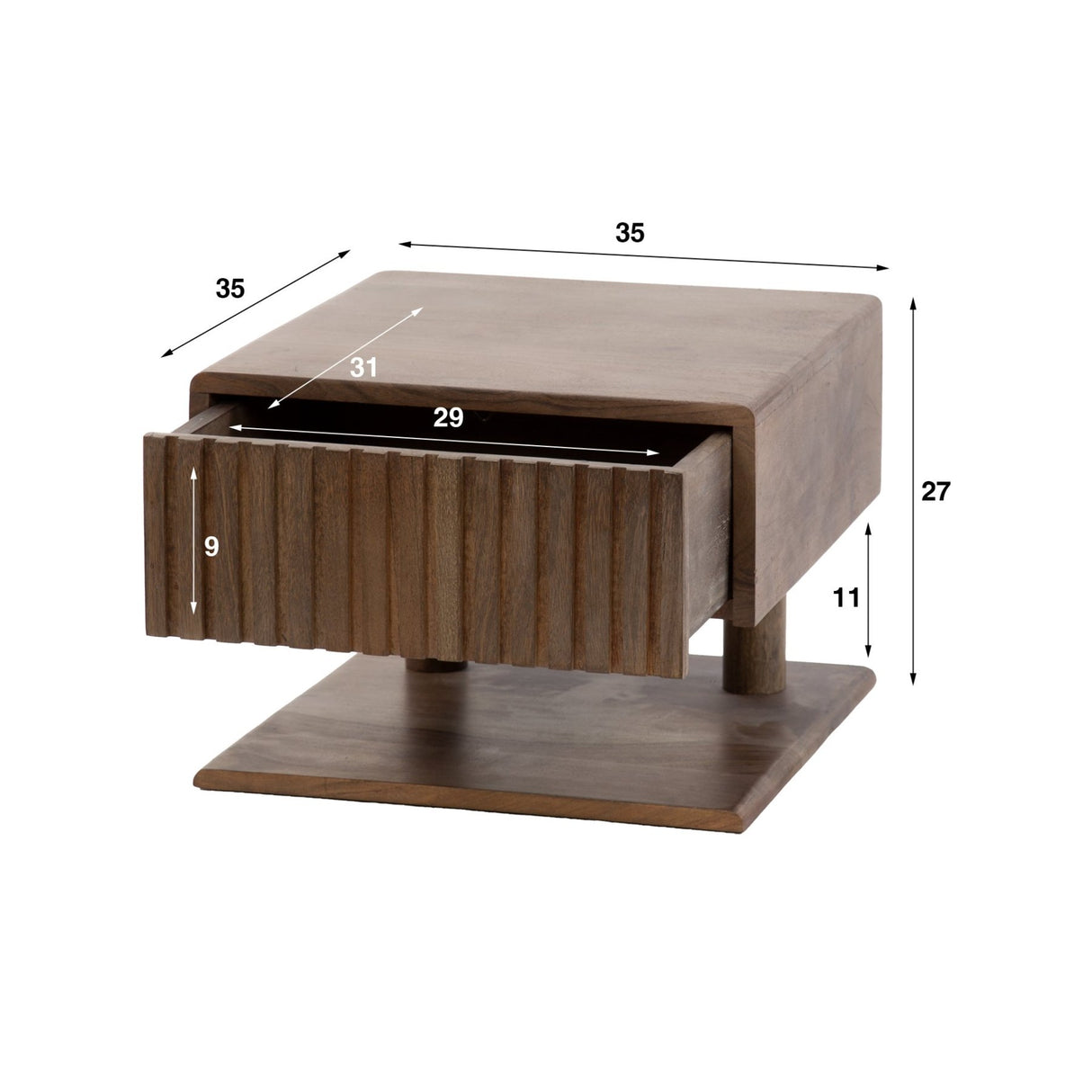 Table de nuit flottant Acacia Drift Brown – 1 tiroir 35 cm 