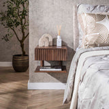 Table de nuit flottant Acacia Drift Brown – 1 tiroir 35 cm 