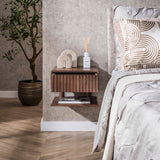 Table de nuit flottant Acacia Drift Brown – 1 tiroir 35 cm 