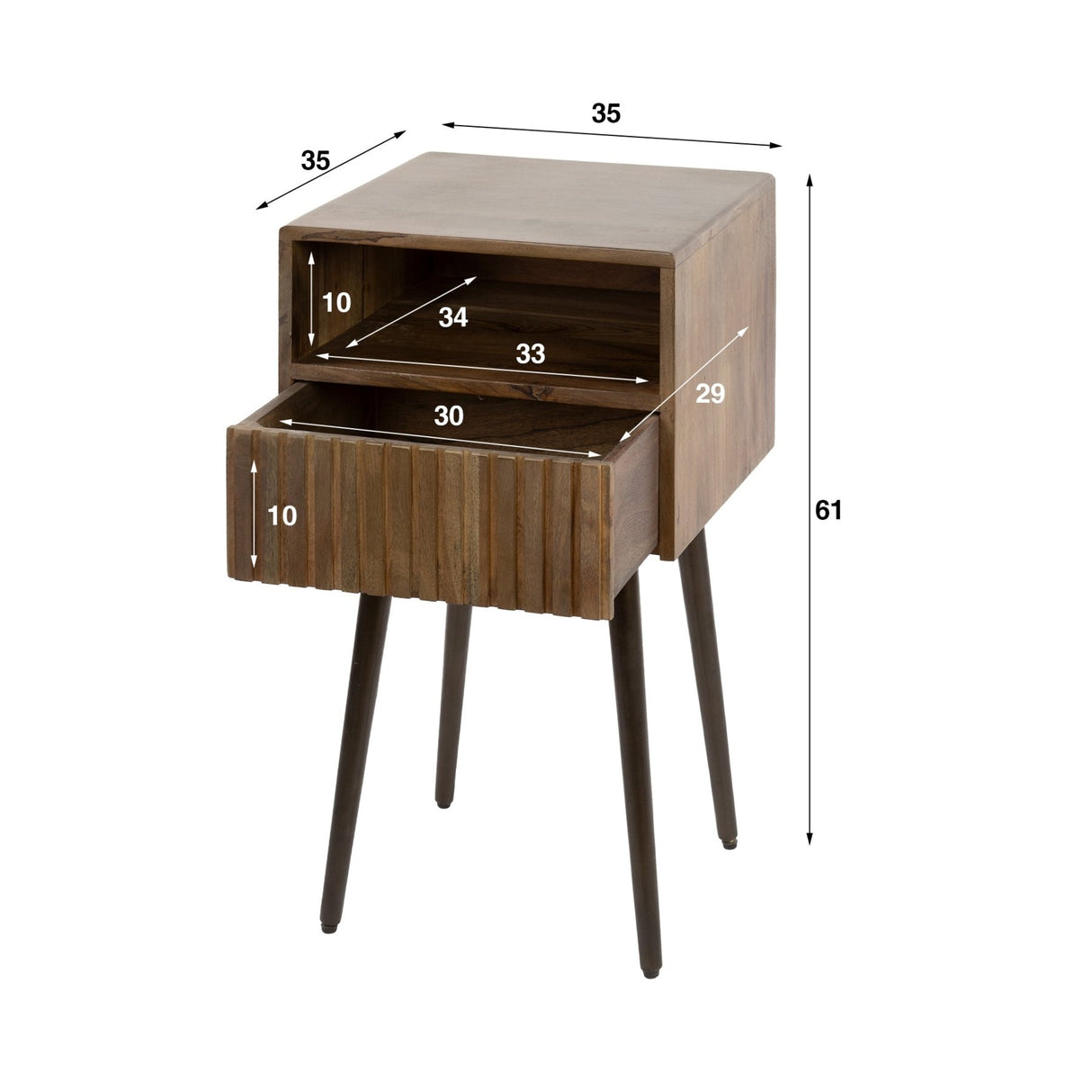 Table de chevet Dex en bois d'acacia Drift Brown - 1 tiroir 