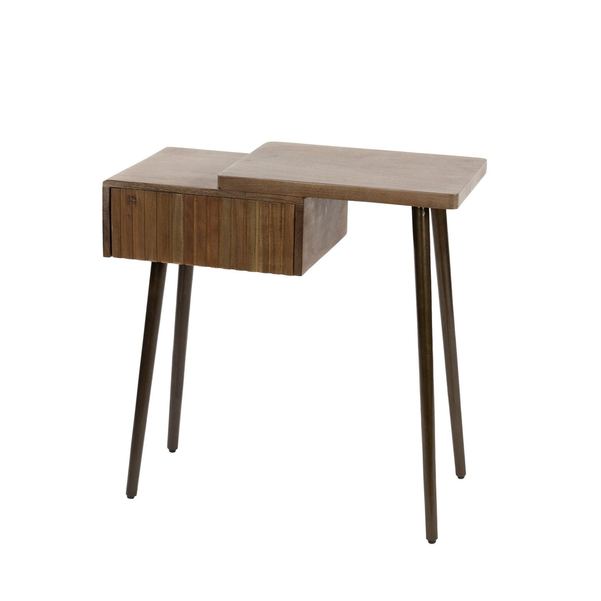Table de chevet Oslo Droite - Acacia massif Drift Brown (1 tiroir) 