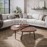 Ensemble de tables basses Kira – Bois d'acacia organique brun (Ensemble de 2) 