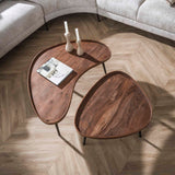 Ensemble de tables basses Kira – Bois d'acacia organique brun (Ensemble de 2) 