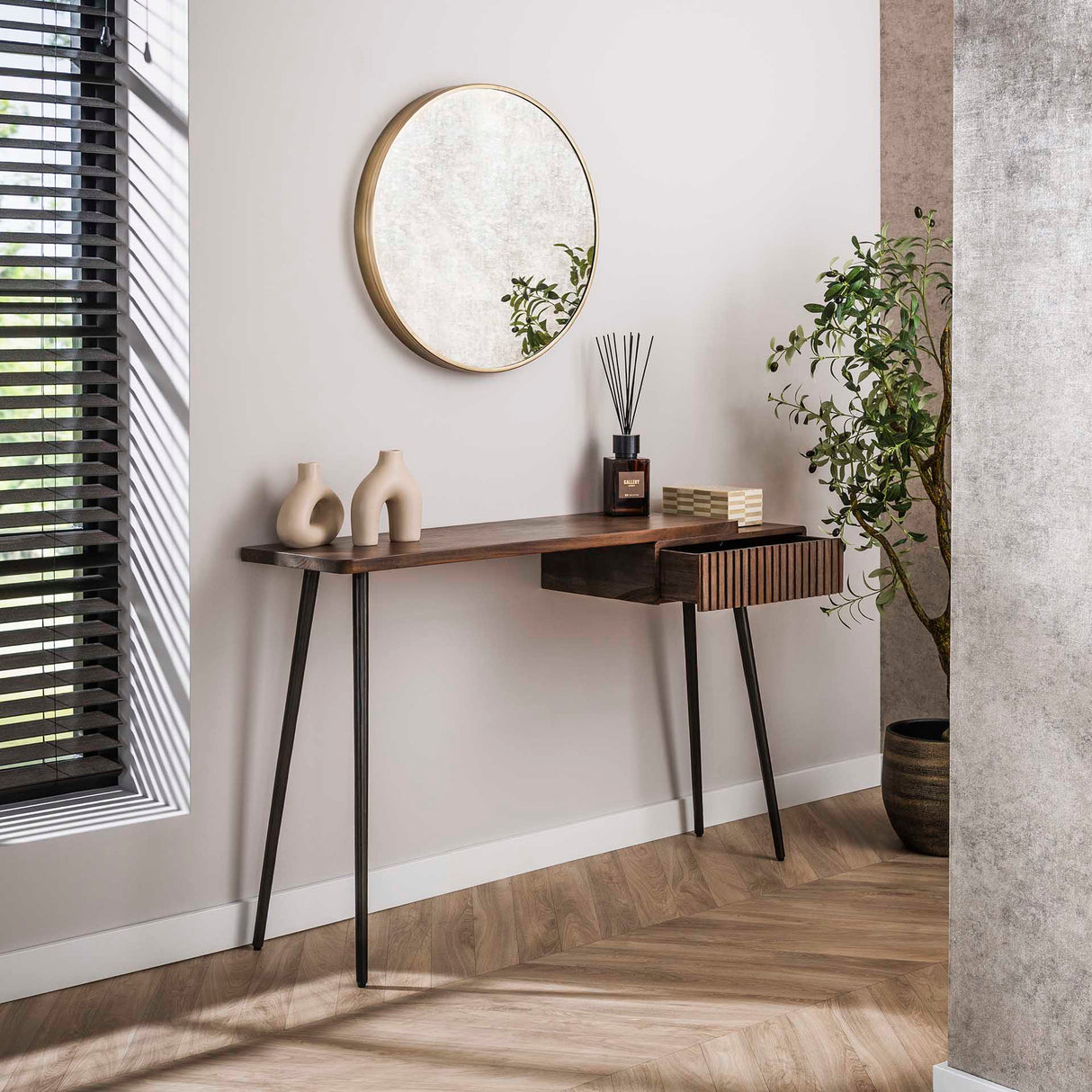 Coiffeuse Elin - Acacia massif Drift Brown 120 cm 