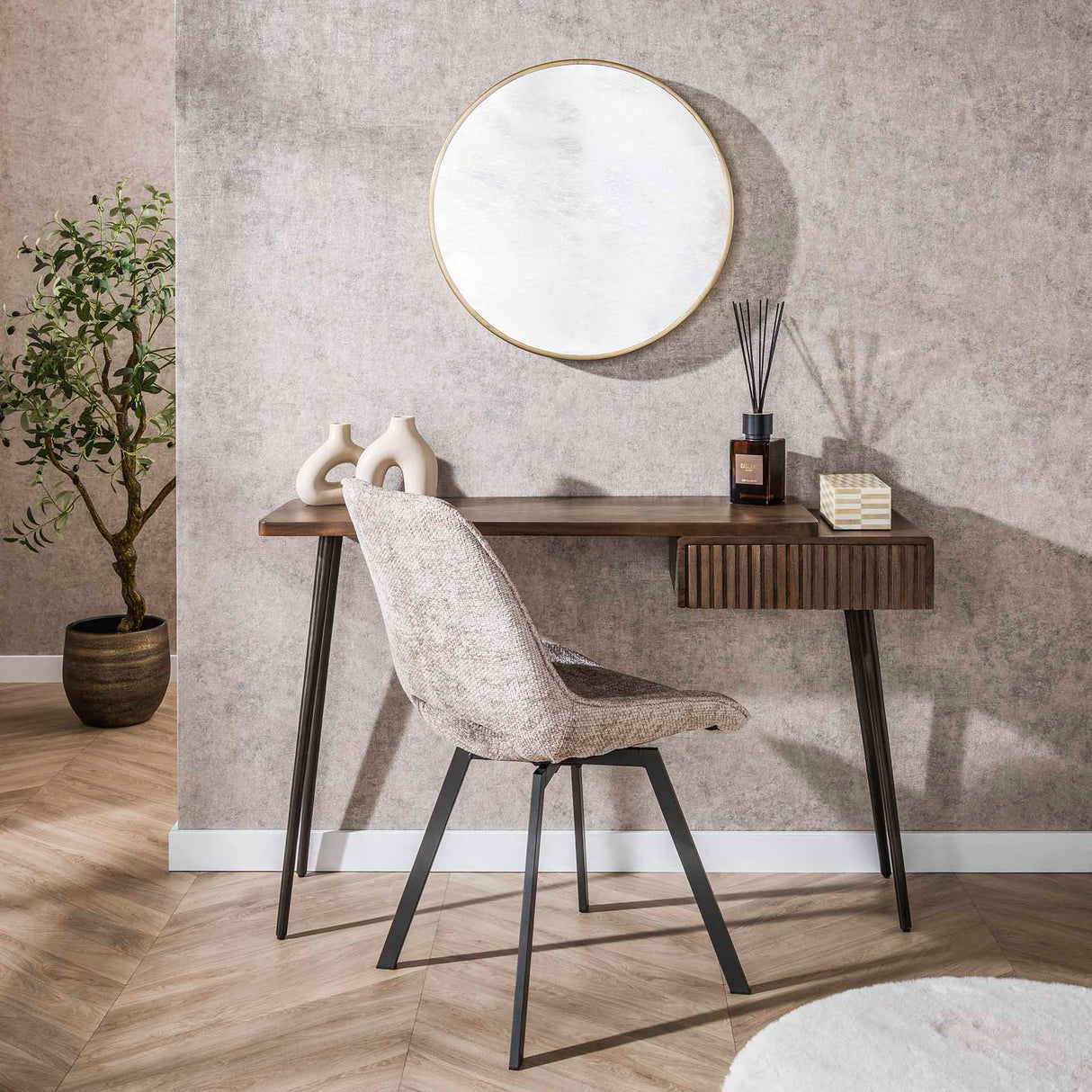Coiffeuse Elin - Acacia massif Drift Brown 120 cm 