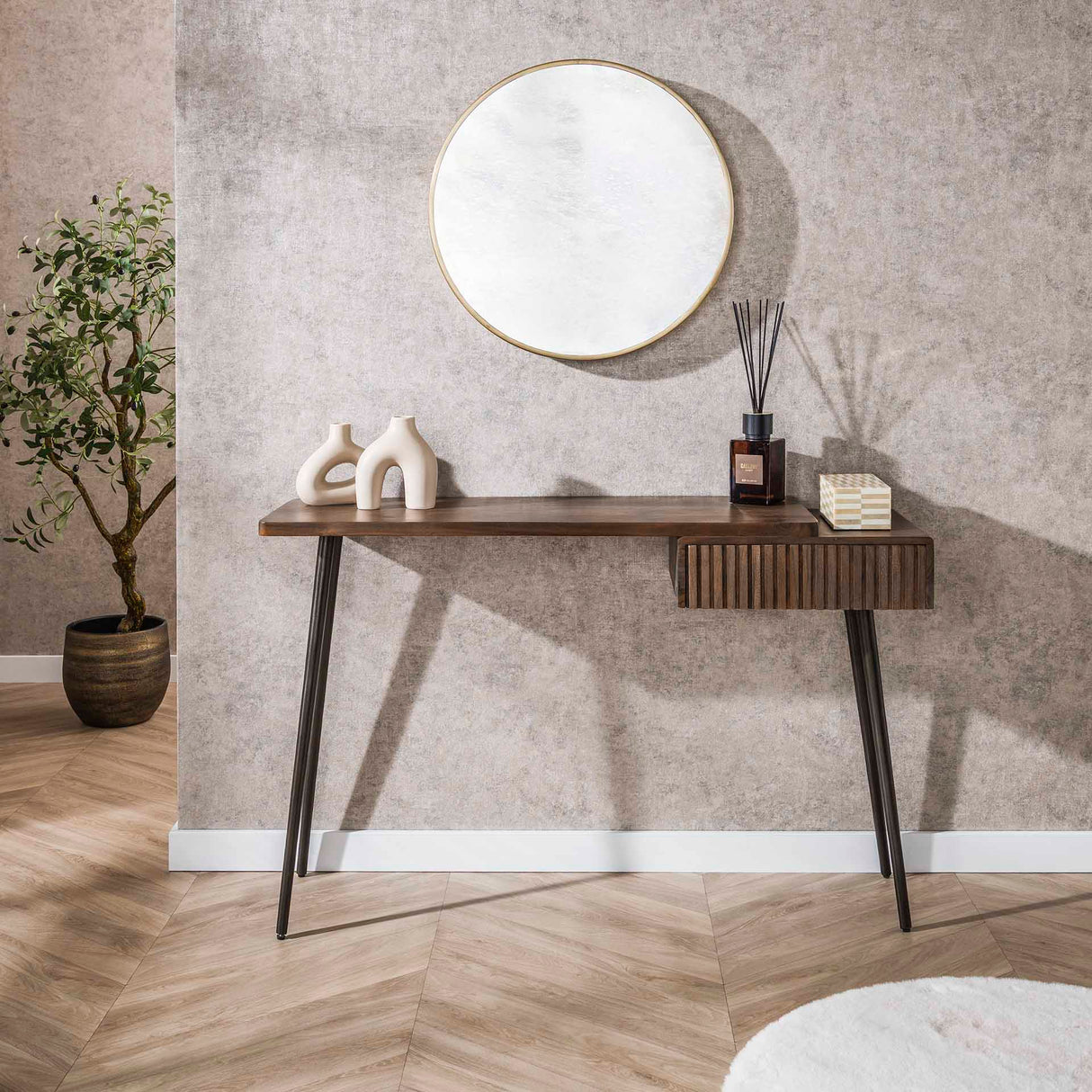 Coiffeuse Elin - Acacia massif Drift Brown 120 cm 