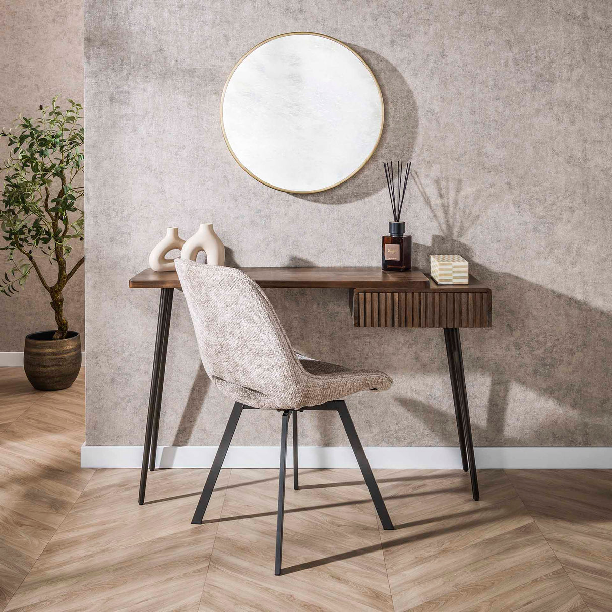 Coiffeuse Elin - Acacia massif Drift Brown 120 cm 