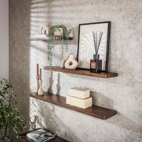 Étagère murale Noa 90 cm - Bois d'acacia Drift Brown 