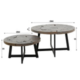 Ensemble table basse ronde Mase bois teck gris