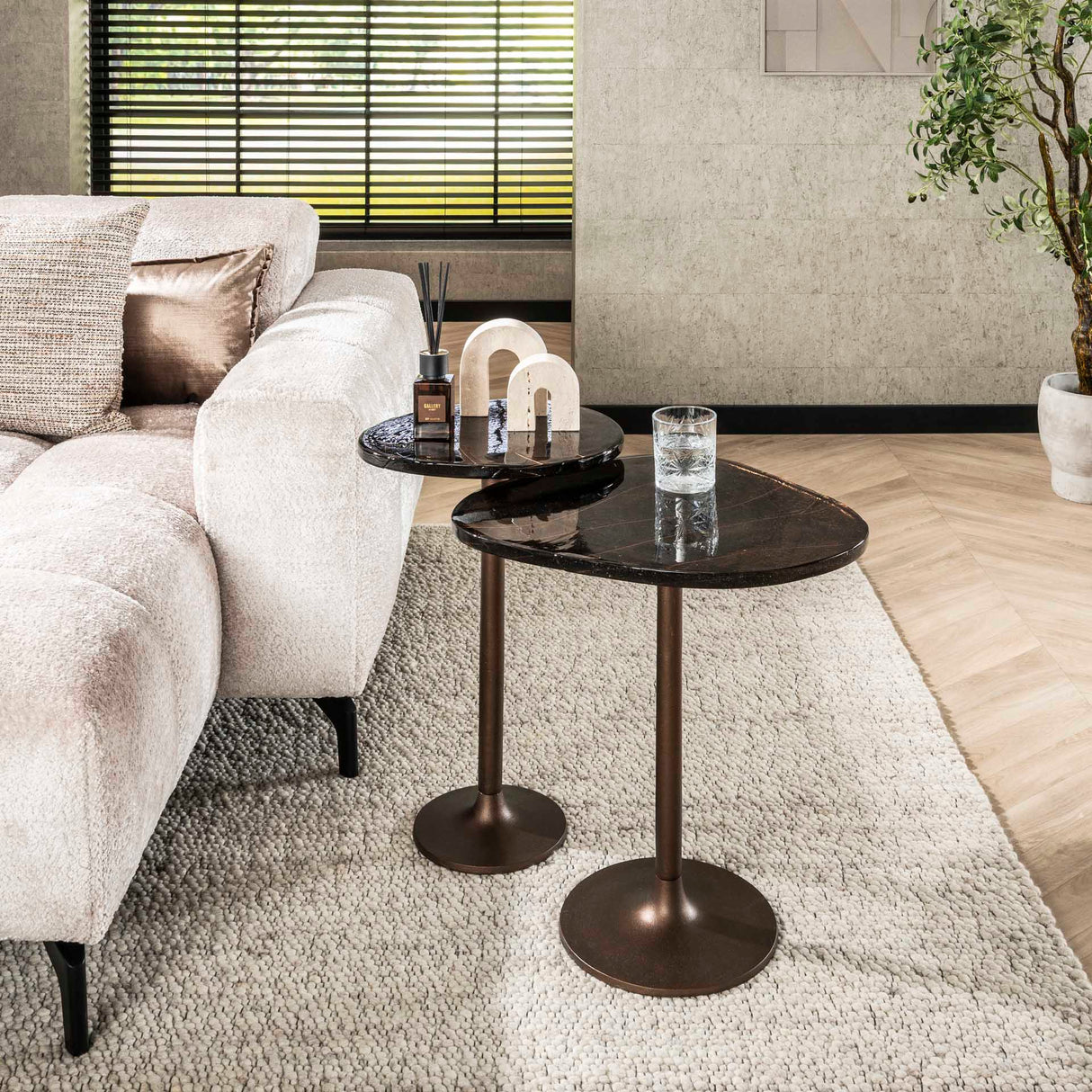 Table d'appoint Copper Glow M – Cuivre Antique, 50x42x55 cm 