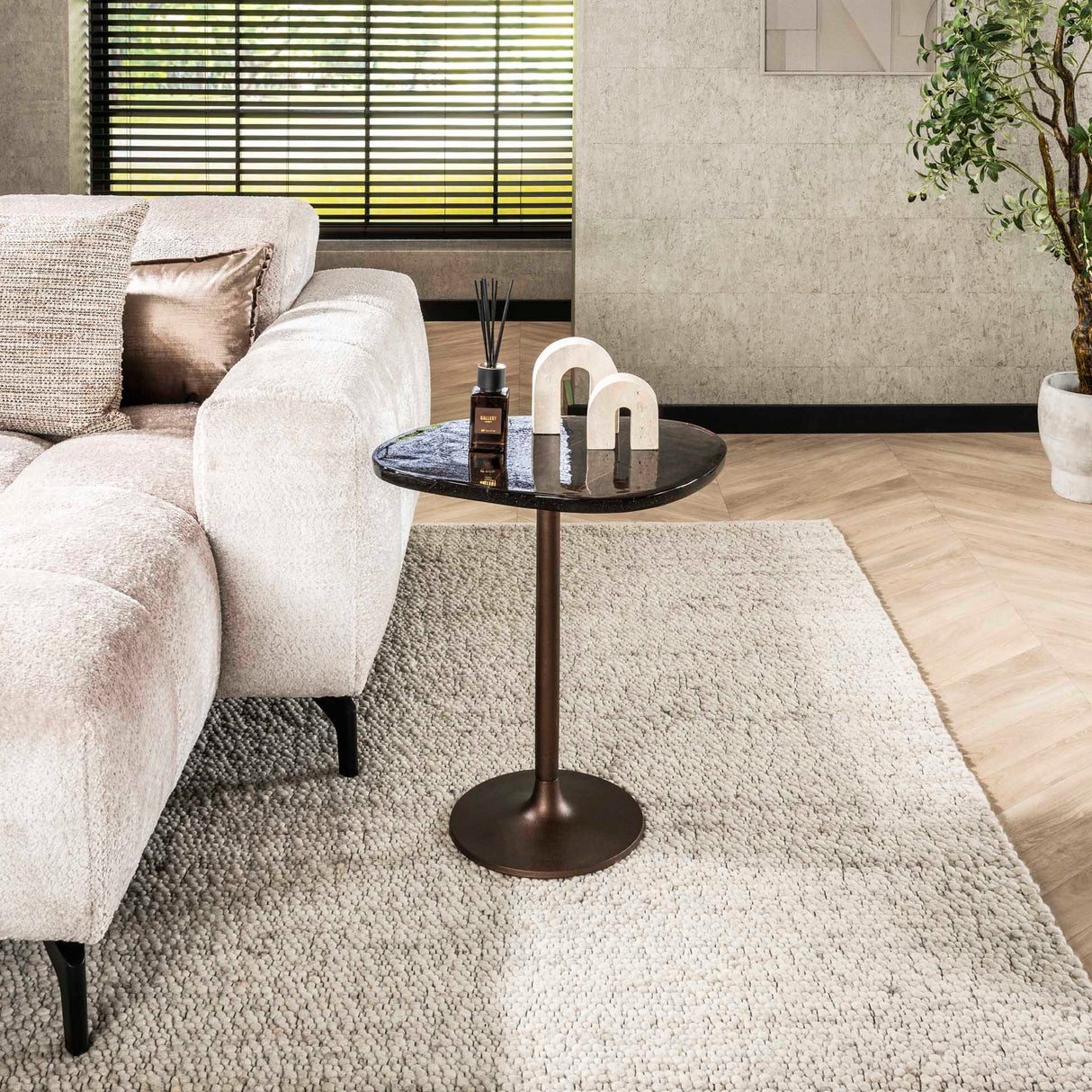 Table d'appoint Copper Glow M – Cuivre Antique, 50x42x55 cm 