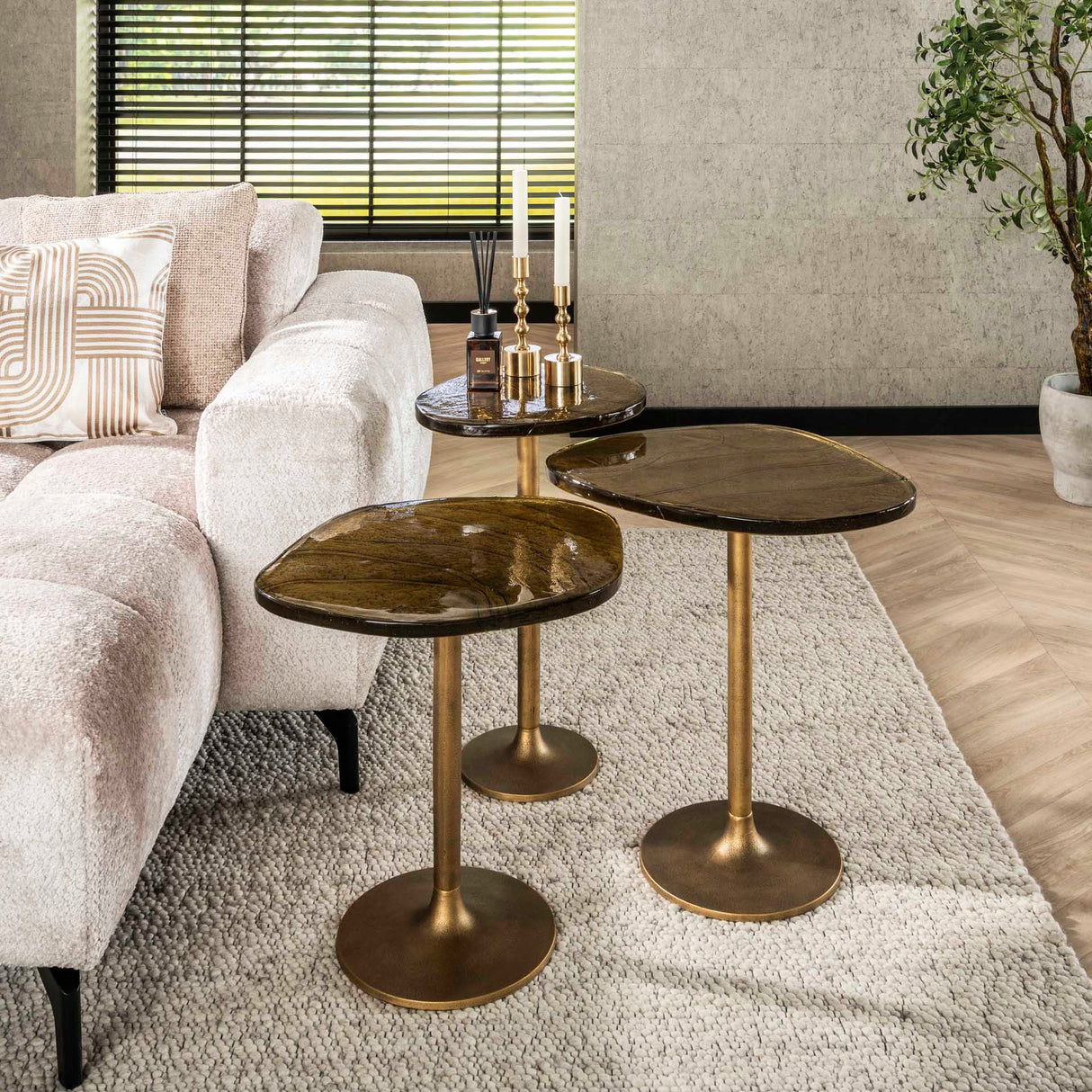 Table d'appoint Aurora M - Or Antique 50x55 cm 