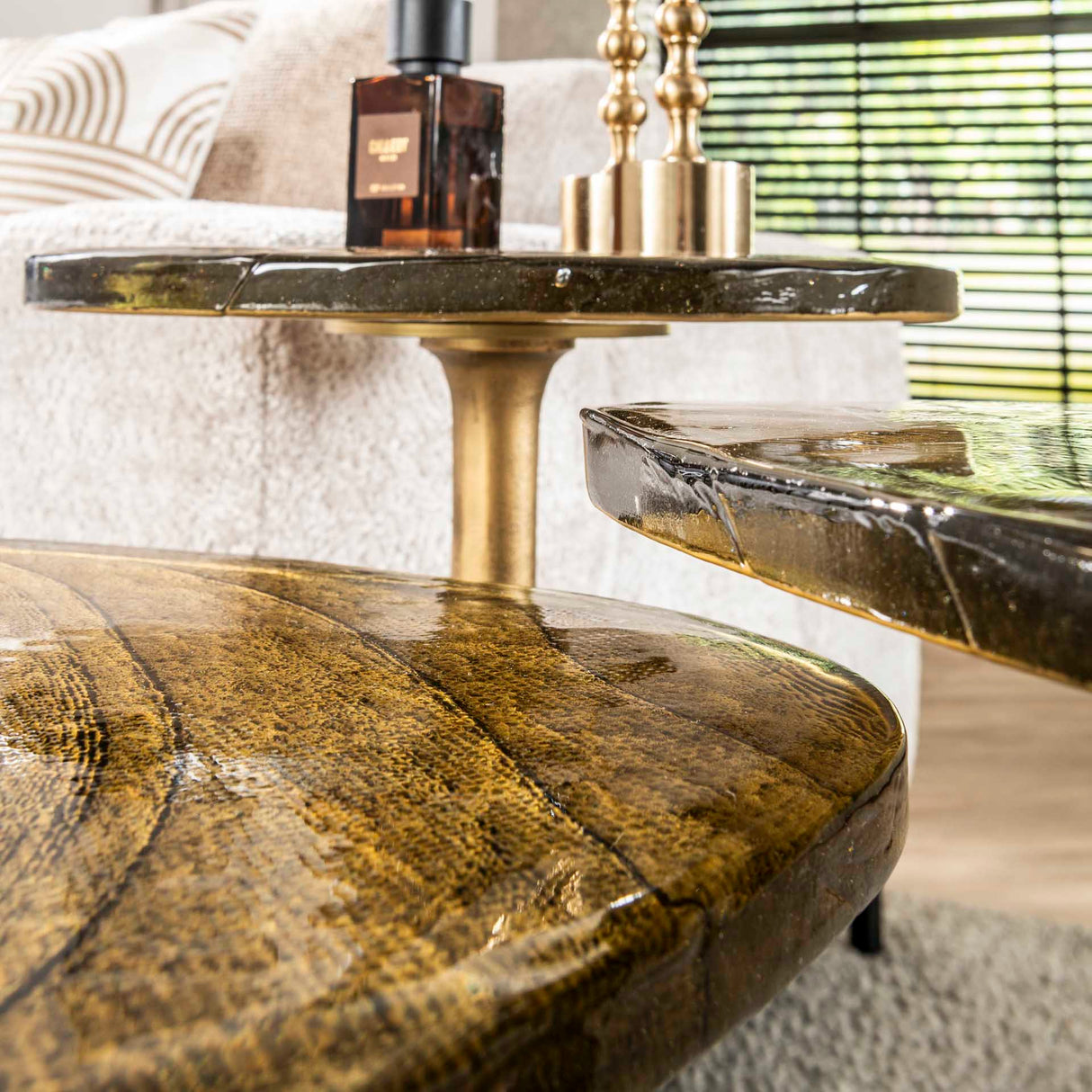 Table d'appoint Aurora M - Or Antique 50x55 cm 