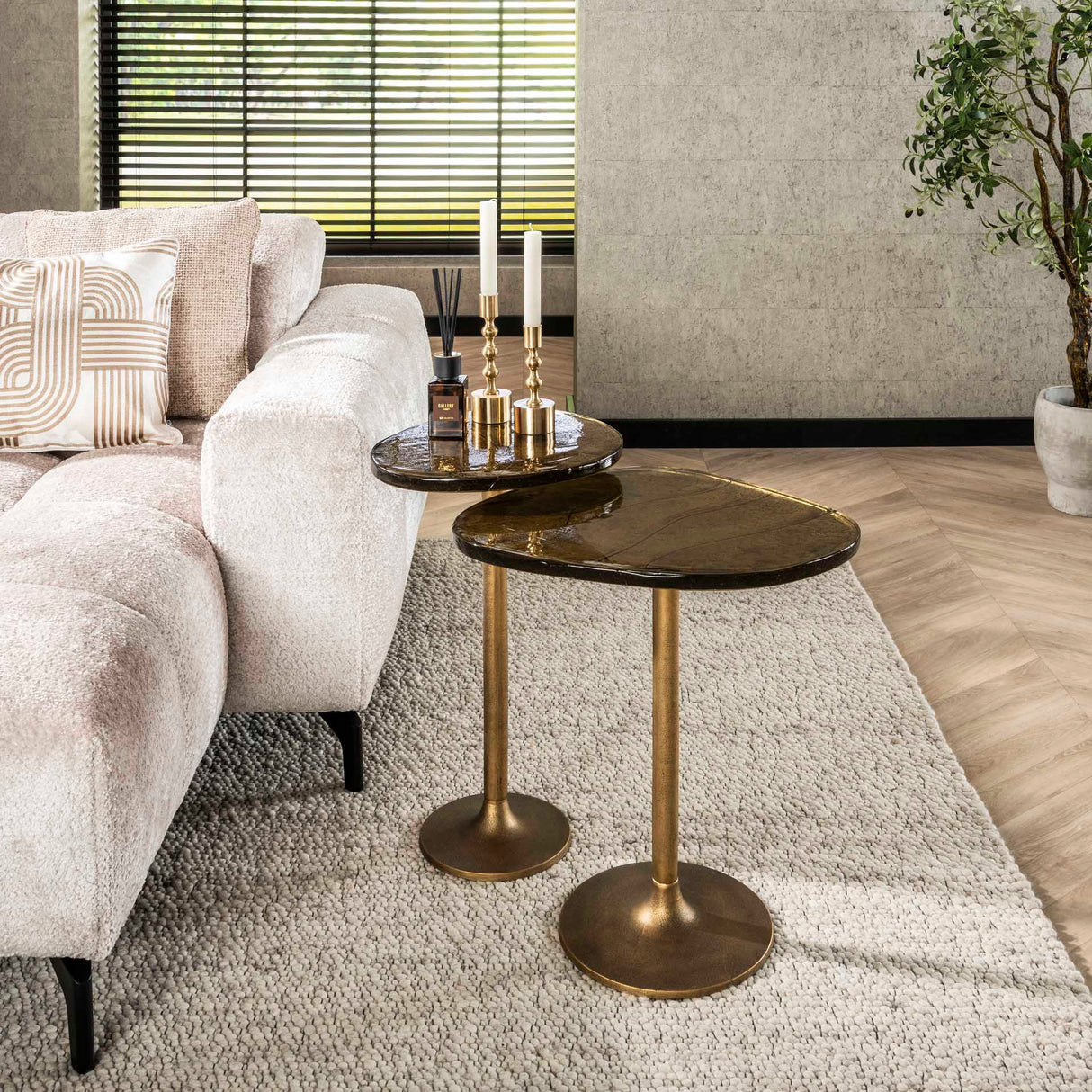 Table d'appoint Aurora M - Or Antique 50x55 cm 