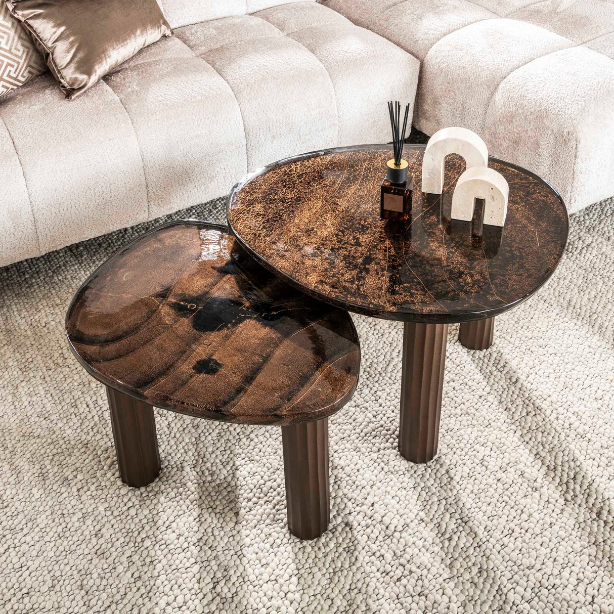 Table basse Vesta L cuivre antique 70x59 cm 