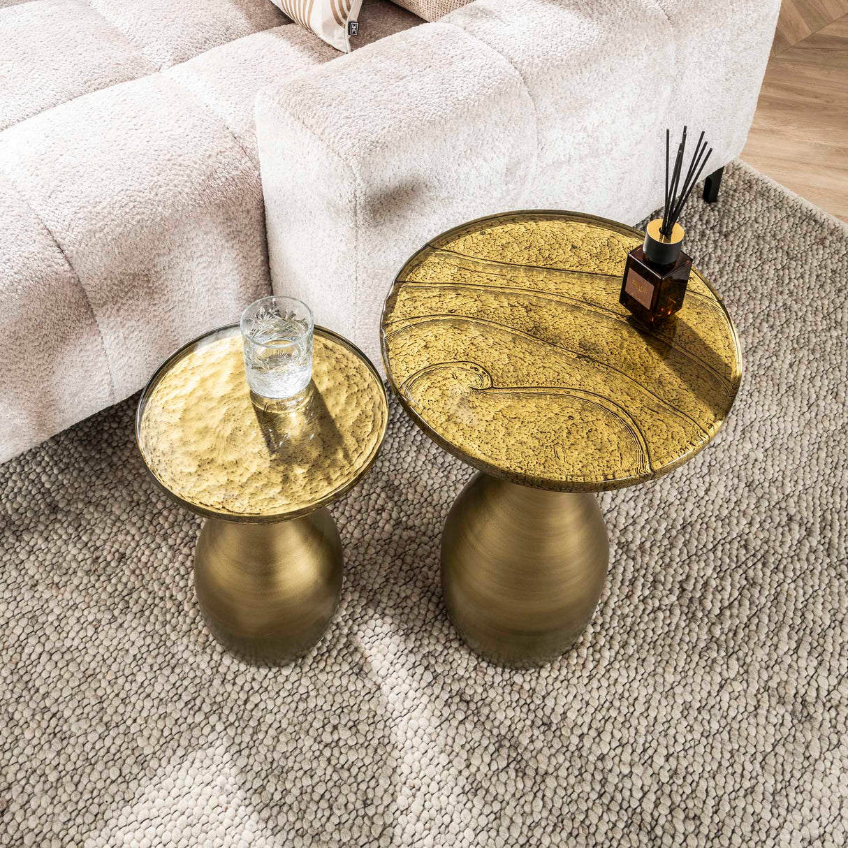 Table d'appoint Goutte S - Or Antique - 30x30x45 cm 
