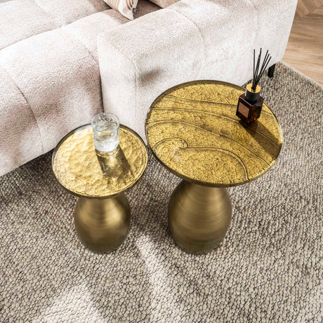 Table d'appoint Goutte S - Or Antique - 30x30x45 cm 
